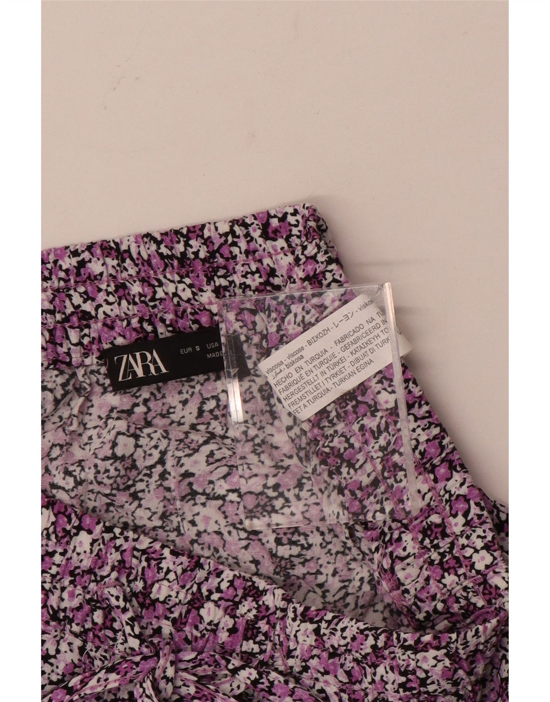 ZARA Mini Tiered nederdel til kvinder Small W27 Multicolored Floral Viscose