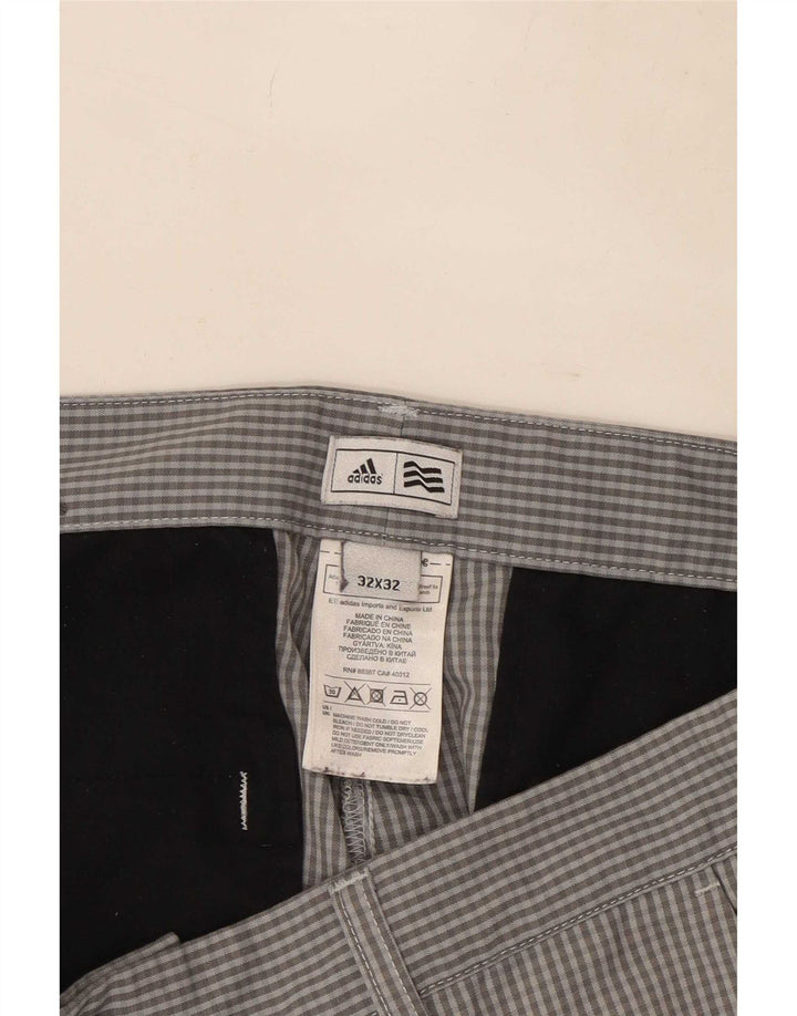 Adidas Straight Chino Bukser til mænd W32 L30 Grå Gingham Polyester