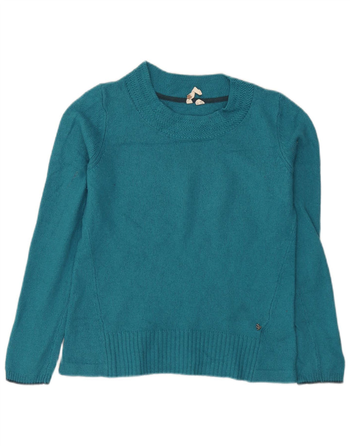 White Stuff Dame Crew Neck Jumper Sweater UK 12 Medium Blue Viscose