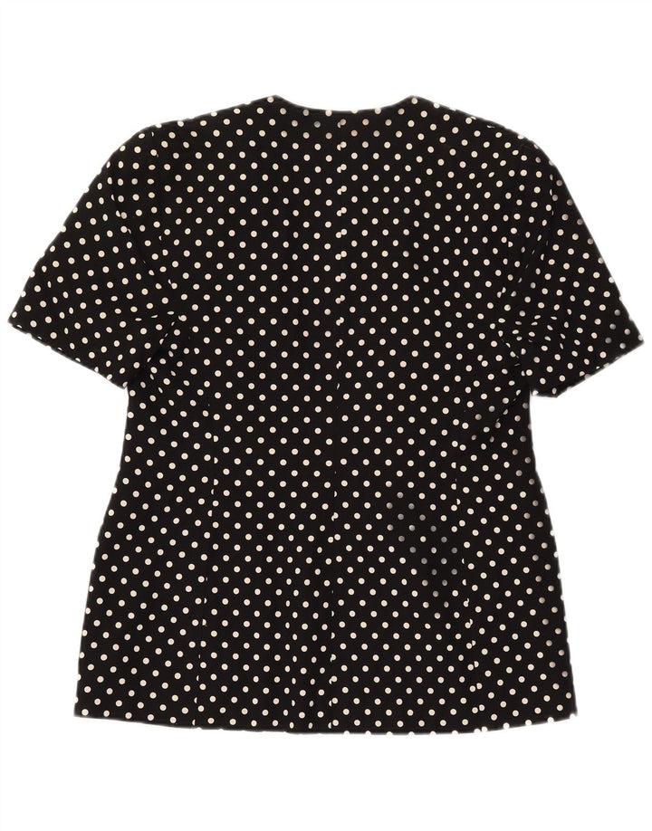 VINTAGE kortærmet blazerjakke til kvinder UK 12 Medium Black Polka Dot