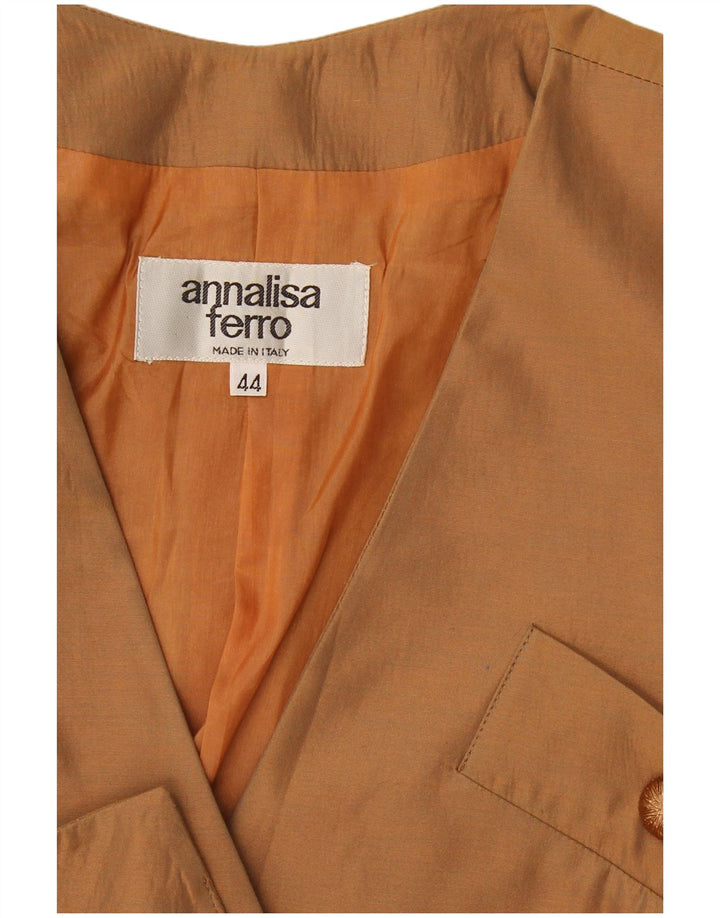 Annalisa Ferro Dame Crop Kortærmet Blazer Jacket IT 44 Medium Brun