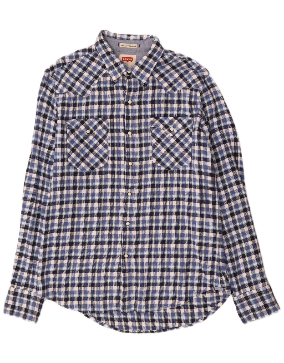 Levi's Herre Slim Fit Flanellskjorte Medium Blue Ternet Bomuld