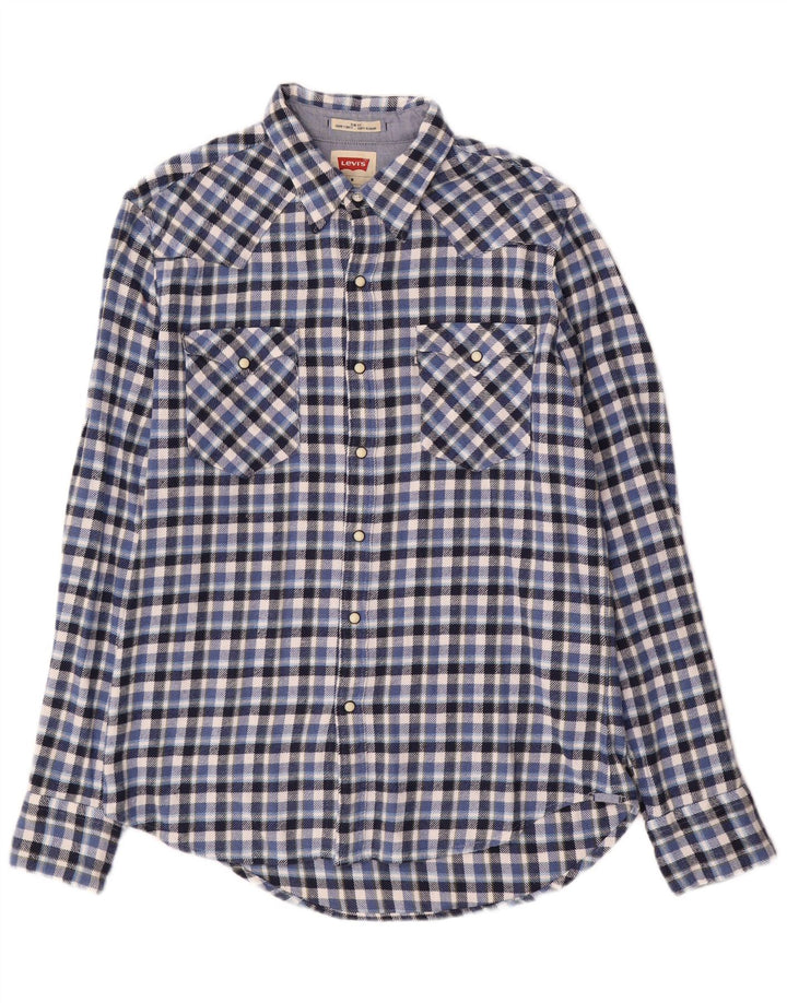 Levi's Herre Slim Fit Flanellskjorte Medium Blue Ternet Bomuld