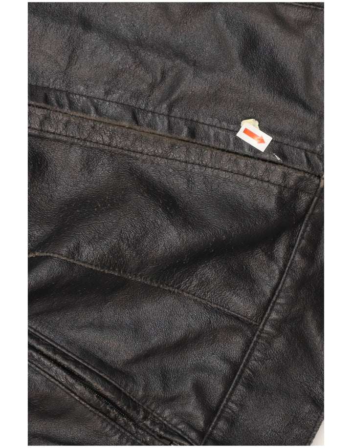 VINTAGE Racerjakke i læder til kvinder IT 42 Medium Sort læder