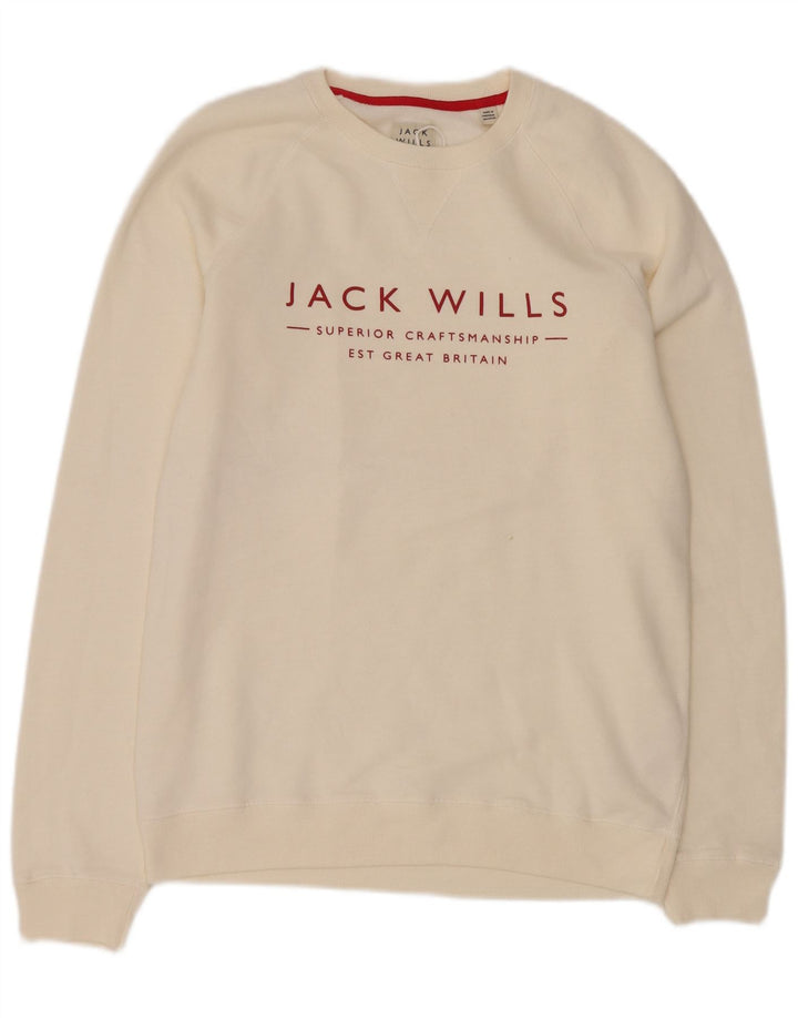 Jack Wills Herre Grafisk Sweatshirt Jumper Medium Off White Bomuld