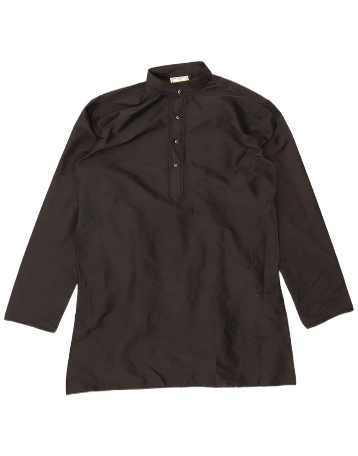 DENNIS MORTON Herre Kurta Pullover Skjorte Størrelse 40 Medium Sort