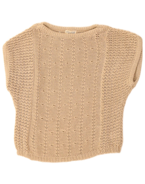 Eksklusiv Dame Loose Fit Vest Tank Top UK 10 Small Beige Polyester