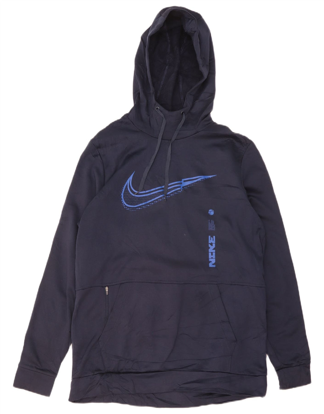 NIKE Herre Dri Fit grafisk hættetrøje Jumper Stor marineblå polyester