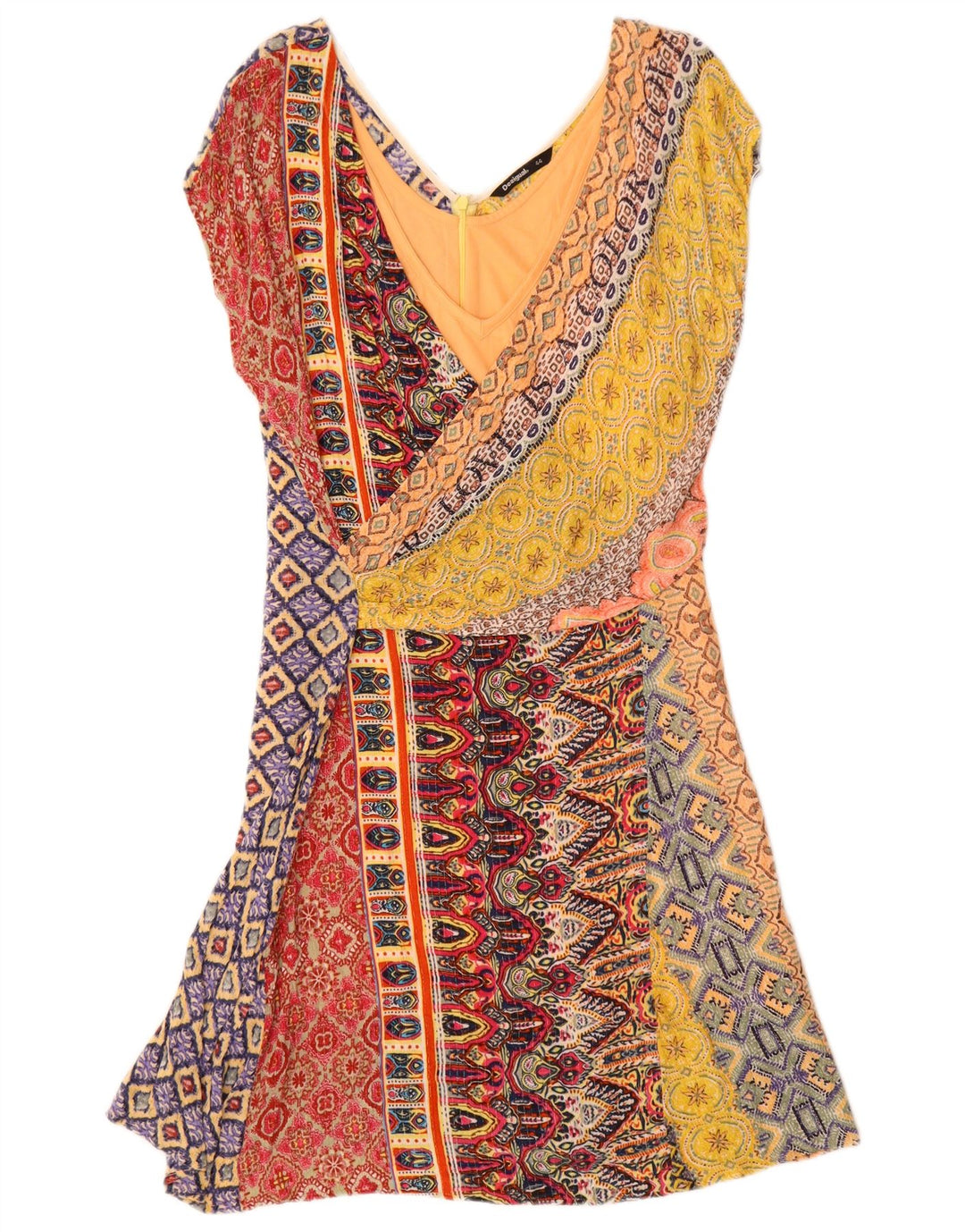 Desigual Dame A-Line Kjole EU 44 XL Flerfarvet Geometrisk
