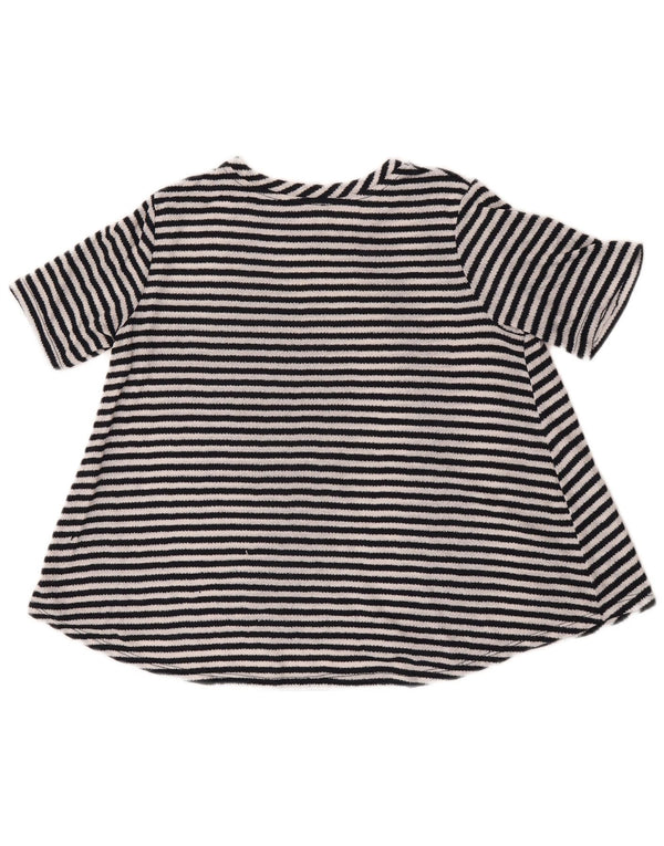 Zara Dame Kortærmet Boat Neck Jumper Sweater UK 10 Lille Sort Stribet