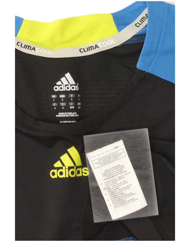 Adidas Herre Climacool T-Shirt Top Stor Sort Colourblock Polyester