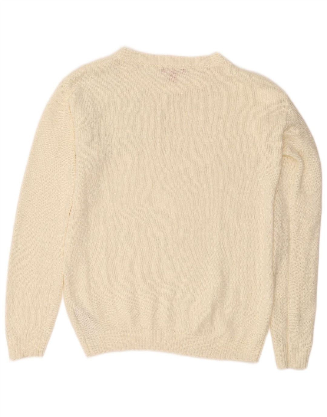 Guess Womens Boat Neck Jumper Sweater UK 14 Medium White Acryl