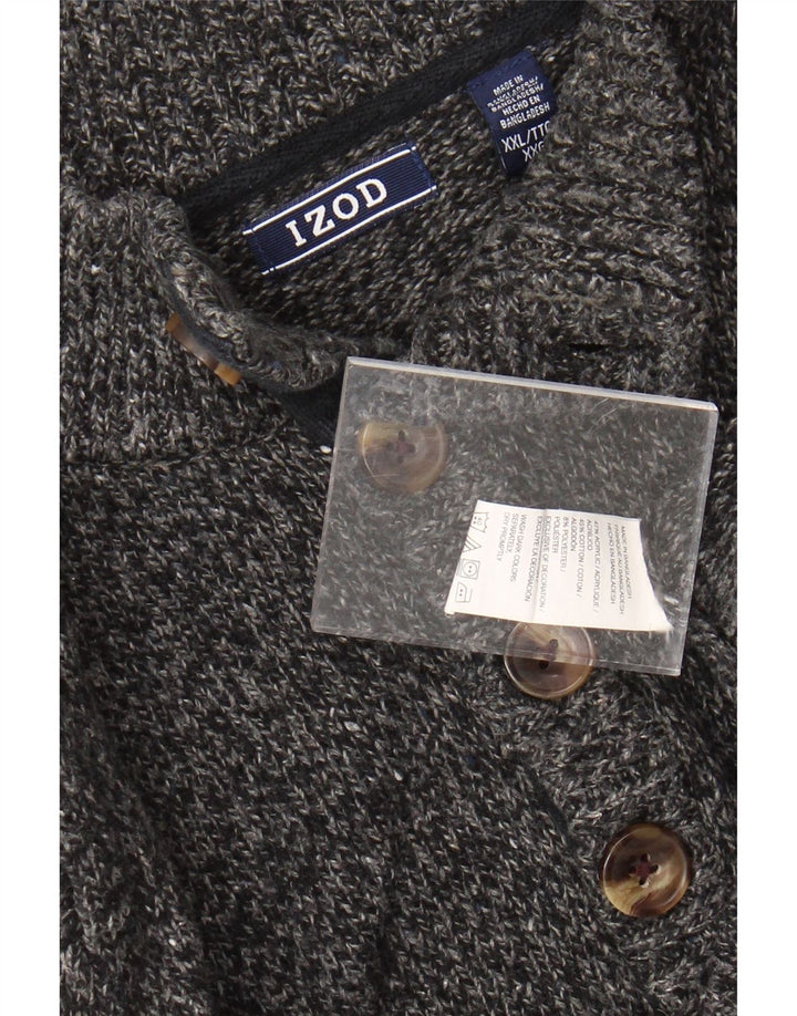 Izod Dame Button Neck Sweater UK 20 2XL Grå Flecked Acryl