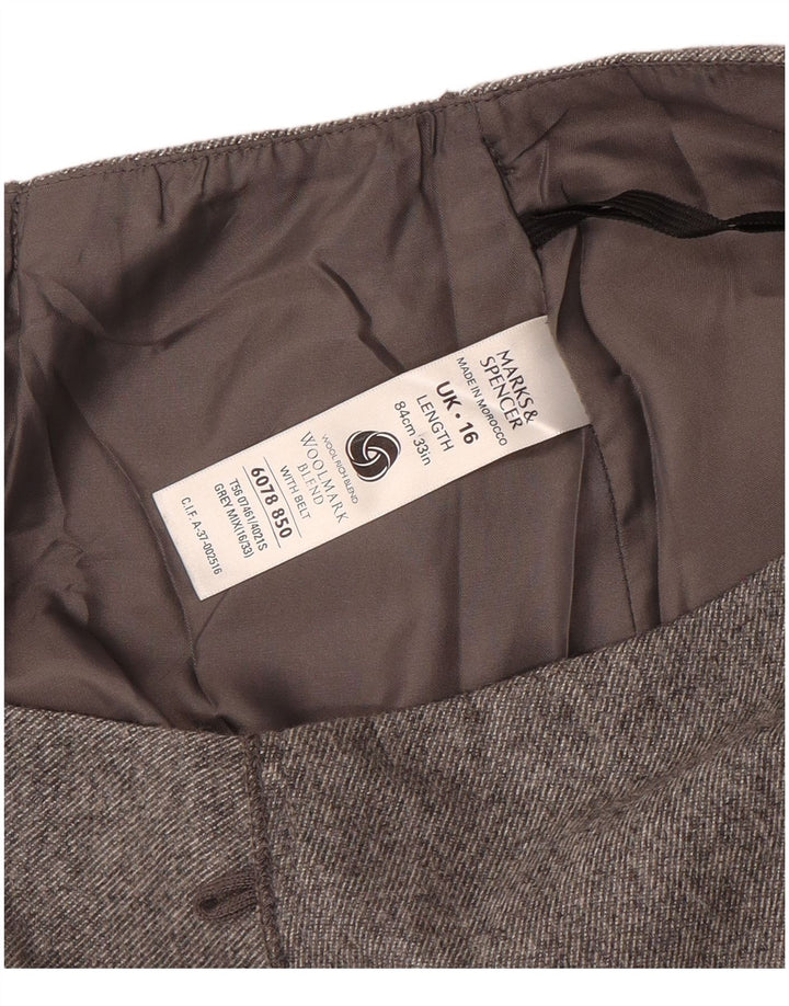 Marks & Spencer A-line nederdel til kvinder UK 16 Large W32 Grey Wool