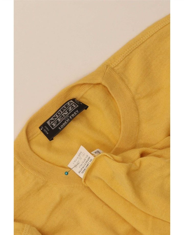 Andrea Fenzi Herre Crew Neck Jumper Sweater IT 52 Stor Gul Uld