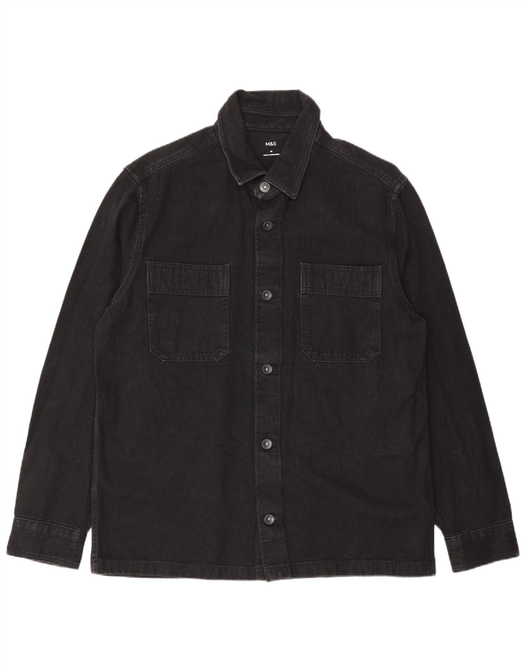 Marks & Spencer Herre denimskjorte Medium Sort Bomuld