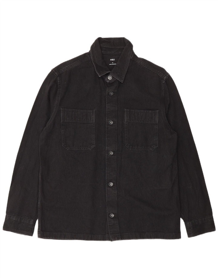 Marks & Spencer Herre denimskjorte Medium Sort Bomuld
