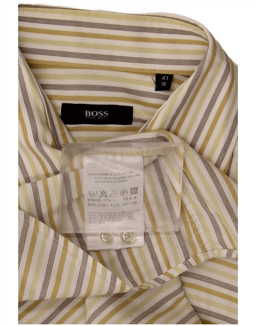 Hugo Boss Herreskjorte str. 41 16 Stor beige stribet bomuld