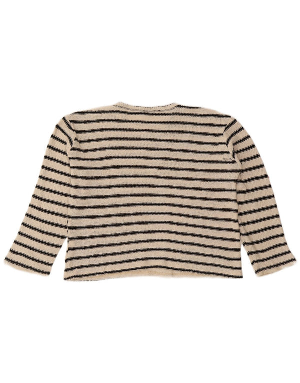 Zara Womens Crop Boat Neck Jumper Sweater UK 16 Large Off White Stribet