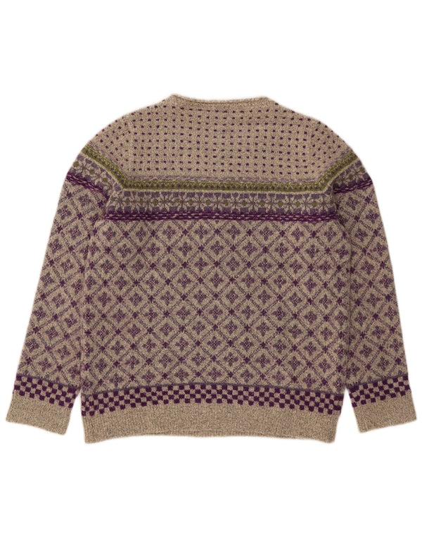 Weird Fish Dame Boat Neck Jumper Sweater UK 14 Large Grey Fair Isle