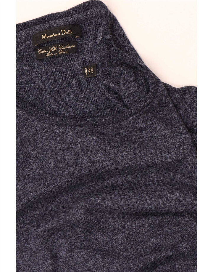 Massimo Dutti Dame Top Langærmet UK 16 Large Navy Blue Silk