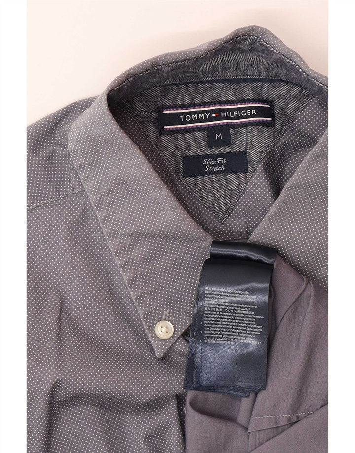 Tommy Hilfiger Herre Slim Fit skjorte Mellem marineblå plettet bomuld