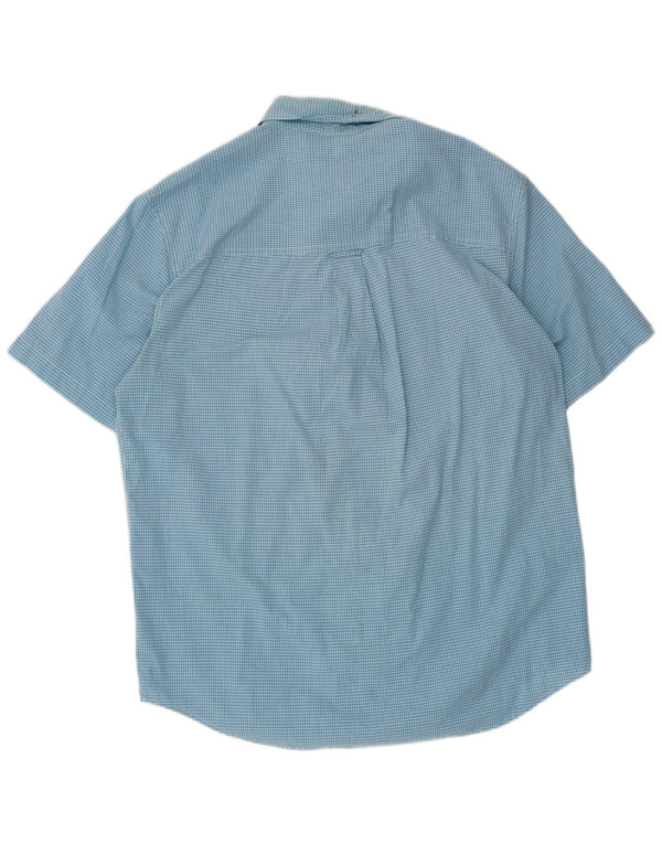 Chaps Kortærmet Herreskjorte Medium Blue Gingham Cotton