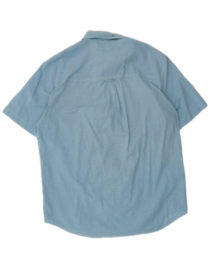 Chaps Kortærmet Herreskjorte Medium Blue Gingham Cotton
