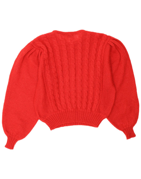 Vintage dame sweater med rund hals IT 44 Medium Red Mohair