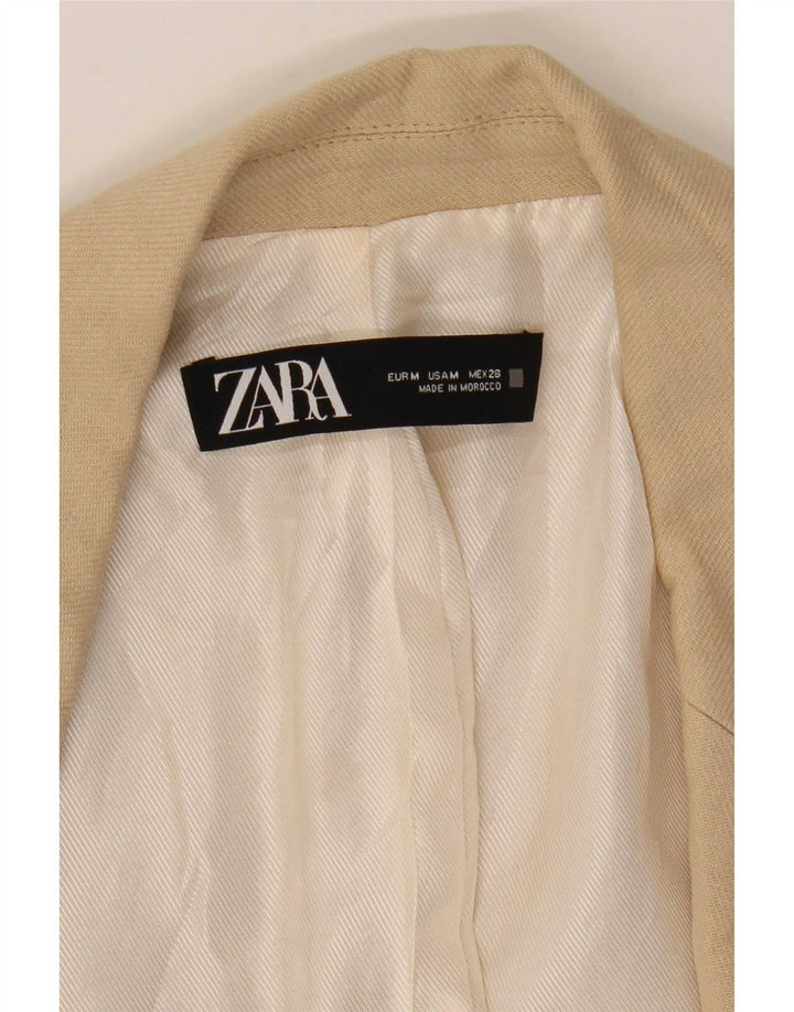 Zara Dame 3/4 ærmet åben blazerjakke UK 12 Medium Beige