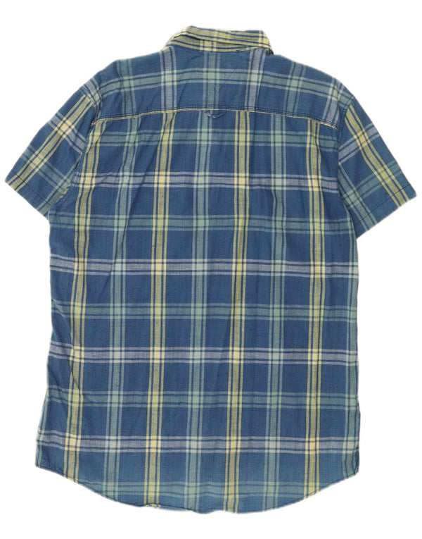 Tommy Hilfiger Kortærmet Herreskjorte 2XL Blå Plaid Bomuld