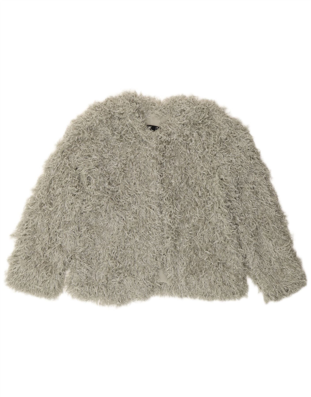 Zara Womens Faux Fur Crop Jacket UK 10 Small Grå Polyester