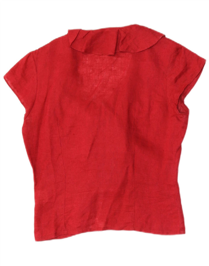 Blunauta Dame Flæse Front Bluse Top IT 42 Medium Rød Linned