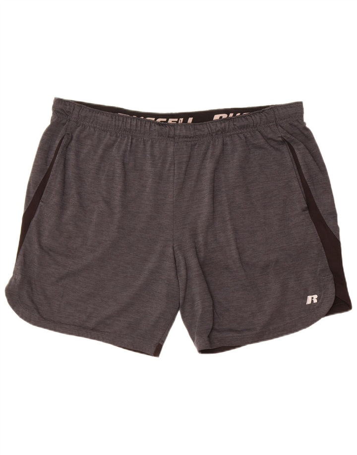 Russell Athletic Sports Shorts til mænd, store grå farveblok polyester