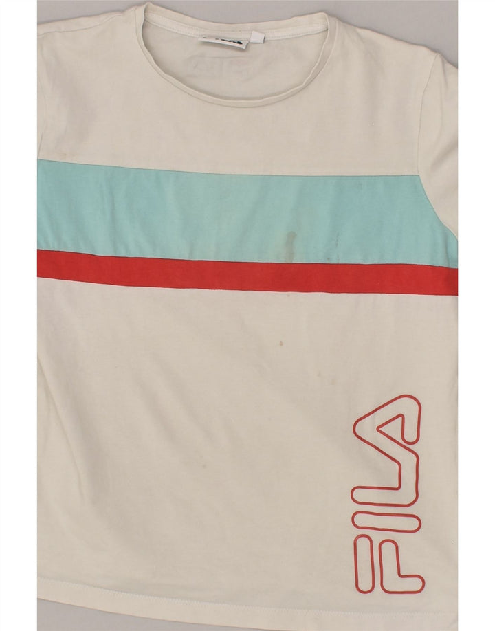 FILA Girls Graphic T-Shirt Top 11-12 Years White Cotton | Vintage Fila | Thrift | Second-Hand Fila | Used Clothing | Messina Hembry 