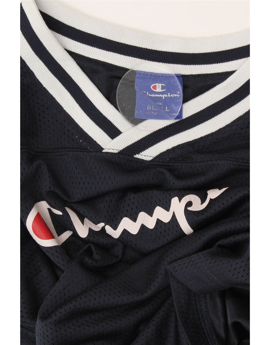 CHAMPION Dame Oversized grafisk T-shirt Top UK 10 Small Navy Blue