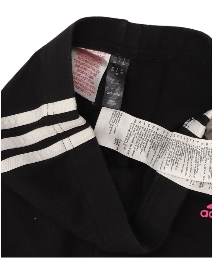 ADIDAS Girls Leggings 9-10 Years Black Cotton