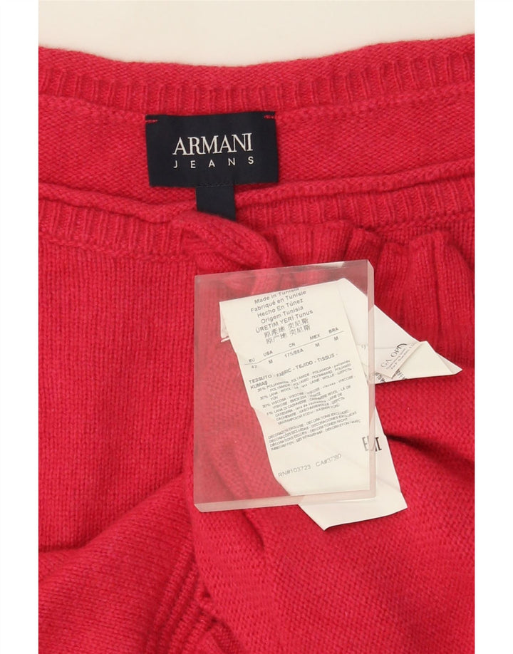 Armani Jeans Dame Crop Boat Neck Jumper Sweater UK 14 Medium Pink
