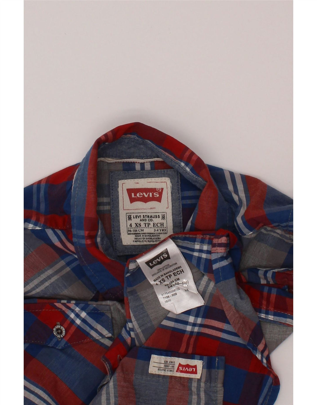 Levi's drengeskjorte 3-4 år XS Flerfarvet ternet bomuld