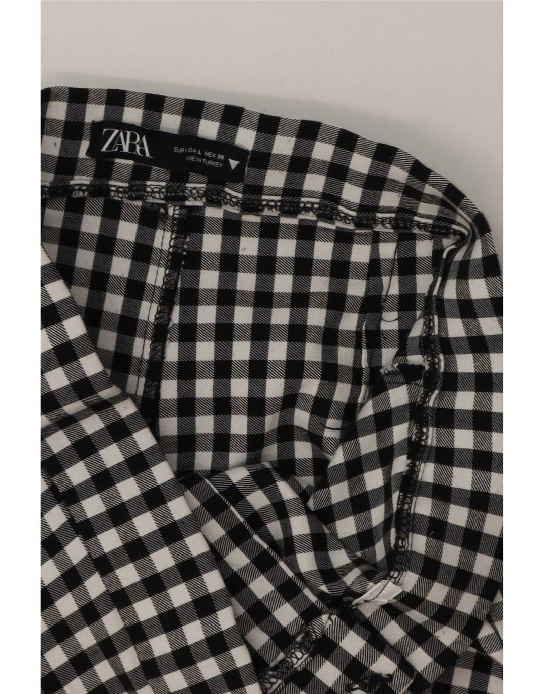 Zara Dame Bootcut Casual Bukser Large W30 L27 Sort Gingham