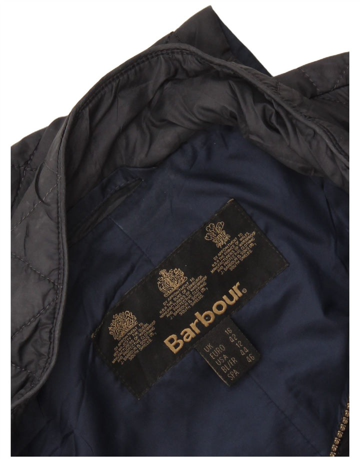 BARBOUR Quiltet jakke til kvinder UK 16 Large Navy Blue