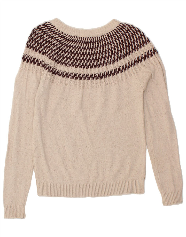 FAT FACE Womens Boat Neck Jumper Sweater UK 12 Medium Off White Striped Vintage Fat Face and Second-Hand Fat Face from Messina Hembry 