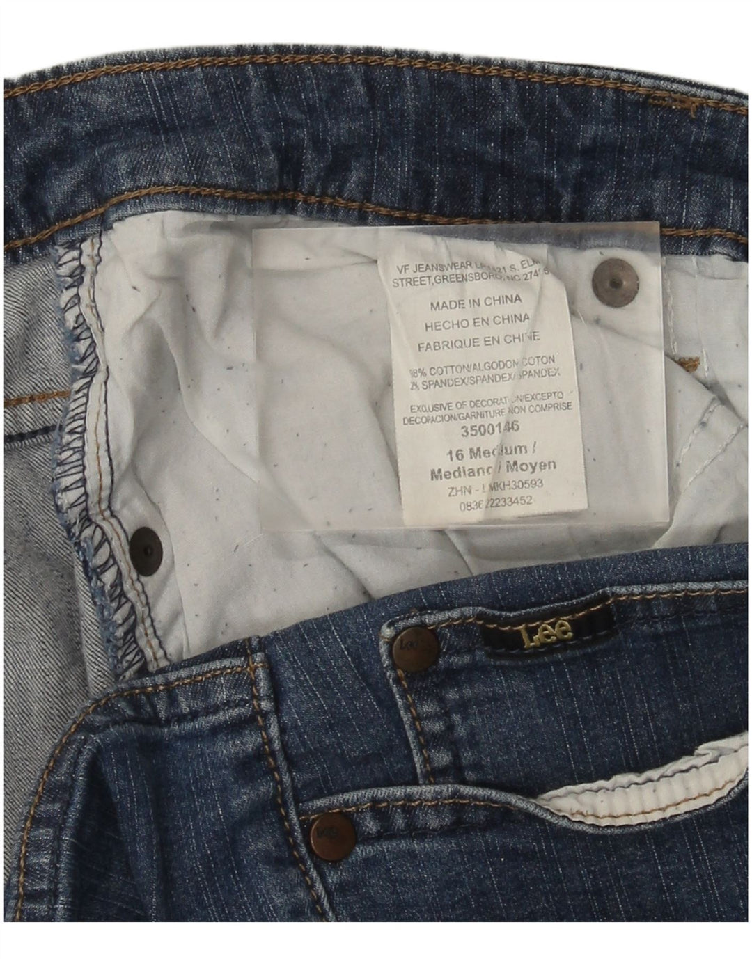 Lee Dame Capri Jeans US 16 2XL W34 L21 Blå Bomuld