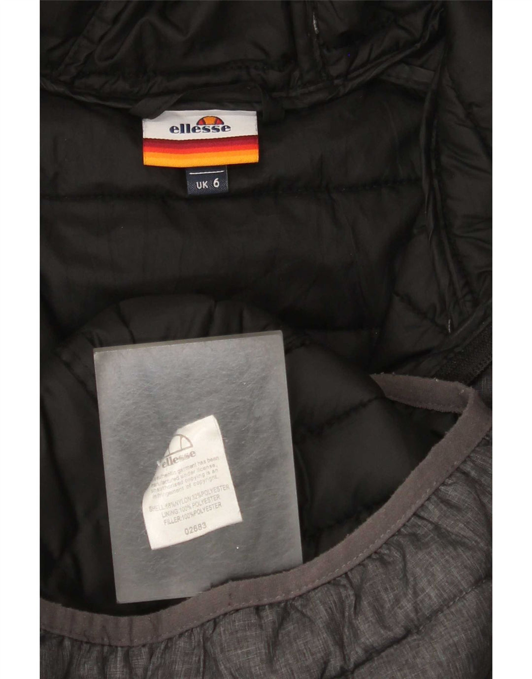 Ellesse Dame Hætte Polstret Jakke UK 6 XS Grå Nylon