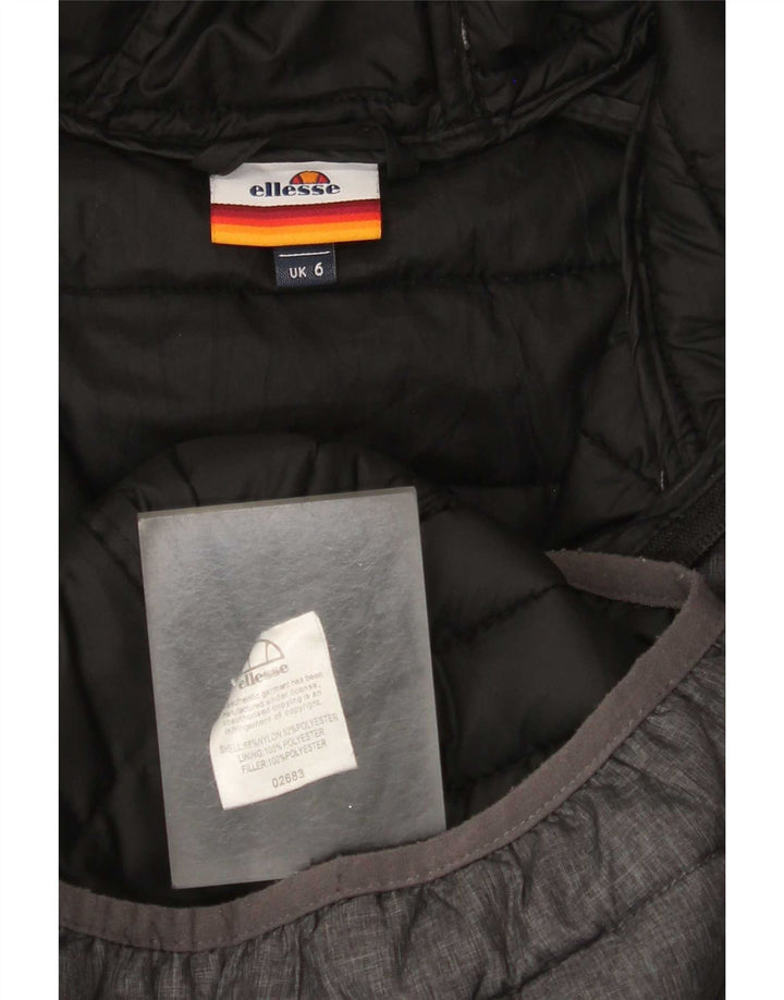 Ellesse Dame Hætte Polstret Jakke UK 6 XS Grå Nylon
