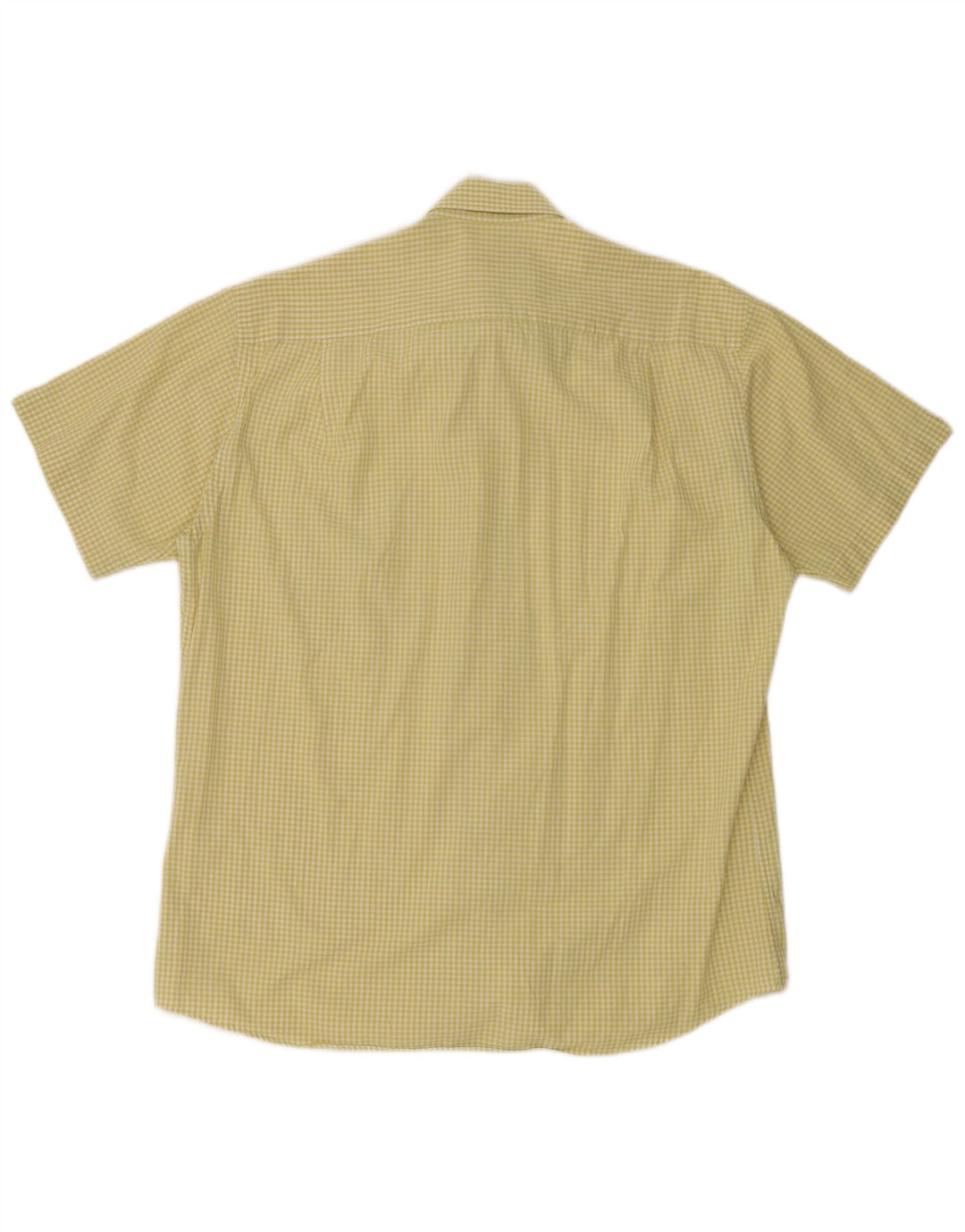 Pierre Cardin Herre kortærmet skjorte str. 40 Medium Yellow Gingham Cotton