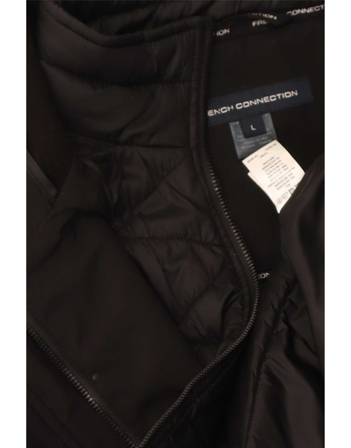 French Connection Dame Hooded Windbreaker Coat UK 16 Large Black