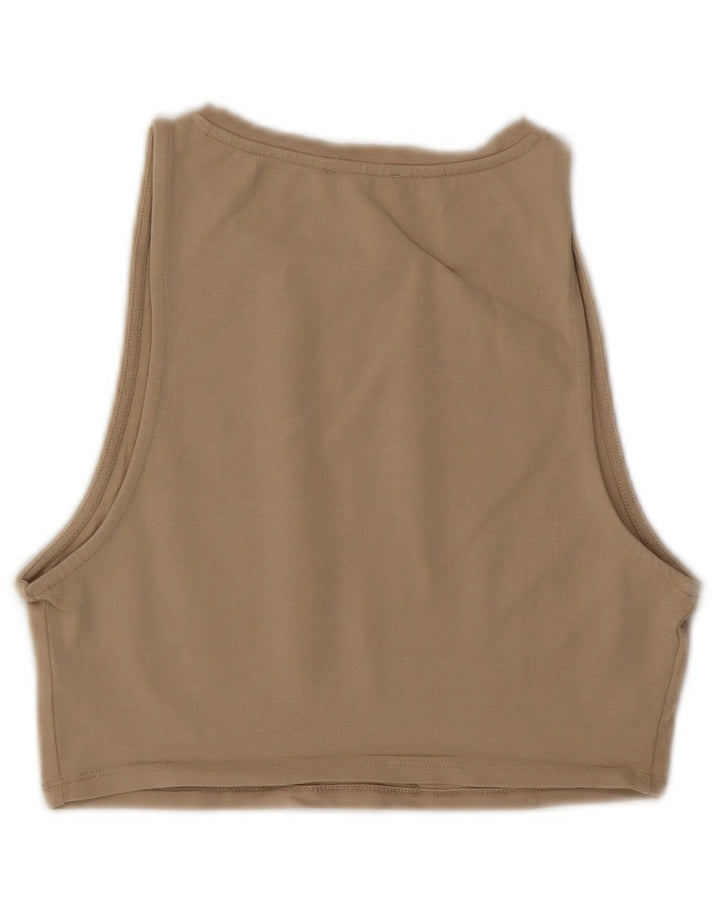 ZARA Womens Crop Top UK 12 Medium Beige Bomuld