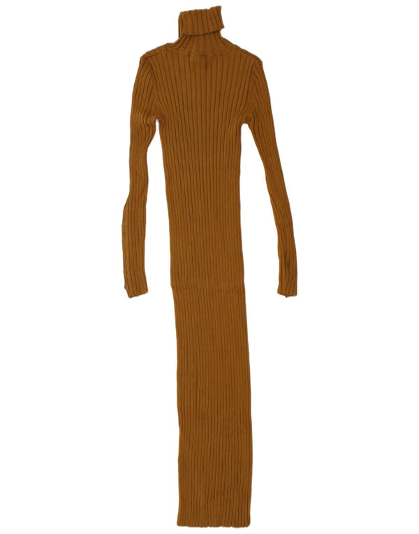 Zara Womens Maxi Roll Neck Jumper Dress UK 10 Small Brown