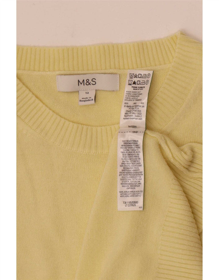 Marks & Spencer Dame Boat Neck Jumper Sweater UK 12 Medium Yellow Acryl